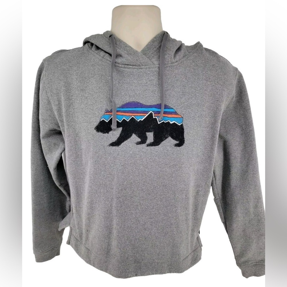 Patagonia Gray Hoodie with Bear Graphic